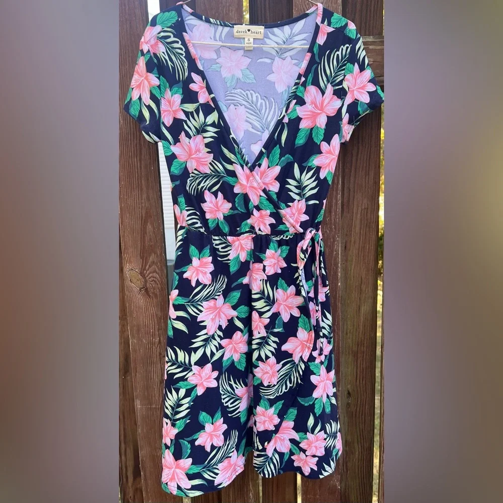 Derek Heart Black and Pink Floral Mini Dress - Picture 4 of 5